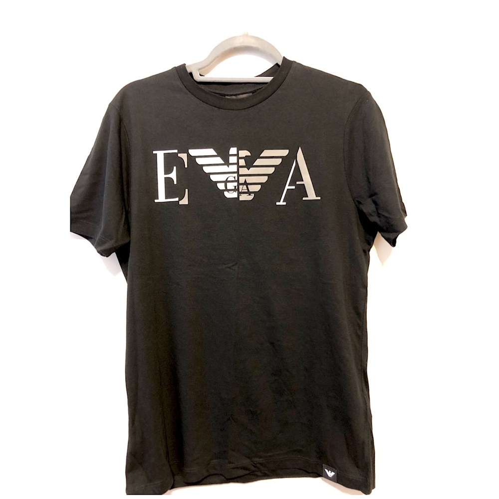 Emporio Armani Black T-Shirt EA Emblem Medium